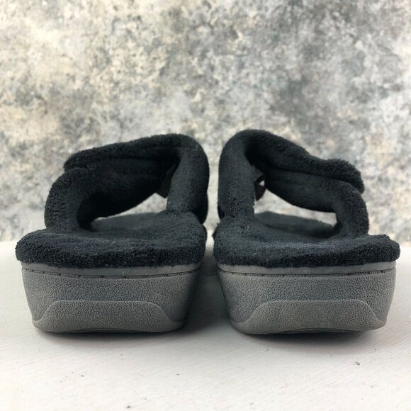 Vionic Women's Size 5 Pauline Black Open Toe Faux Fur Slip On Slippers Sandals - Picture 7 of 14